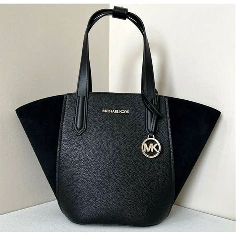 michael kors large portia bag|Michael Kors Portia Large Leather & Suede Tote Bag (Black).